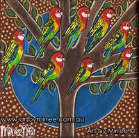 Thumbnail for 'Australian Eastern Rosellas in Tree' Life Changing Original Painting Series by Mirree Contemporary Dreamtime Animal Dreaming