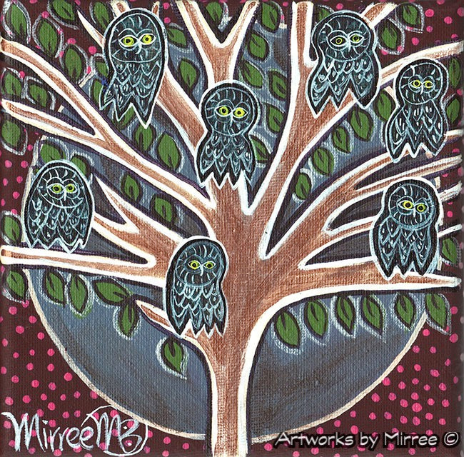Owls Completion Life Changes Framed Canvas Print by Mirree Contemporary Aboriginal Art