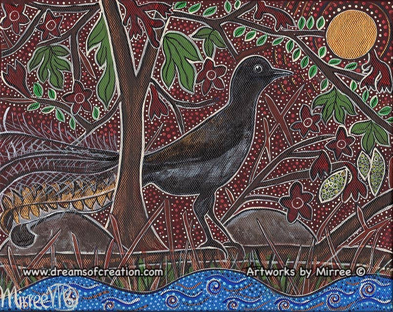 Lyrebird Painting A3 Girlcee Print by Mirree Contemporary Aboriginal Art