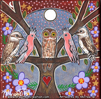 Thumbnail for MEETING OF THE BIRDS WITH SACRED HEART Framed Canvas Print by Mirree Contemporary Aboriginal Art