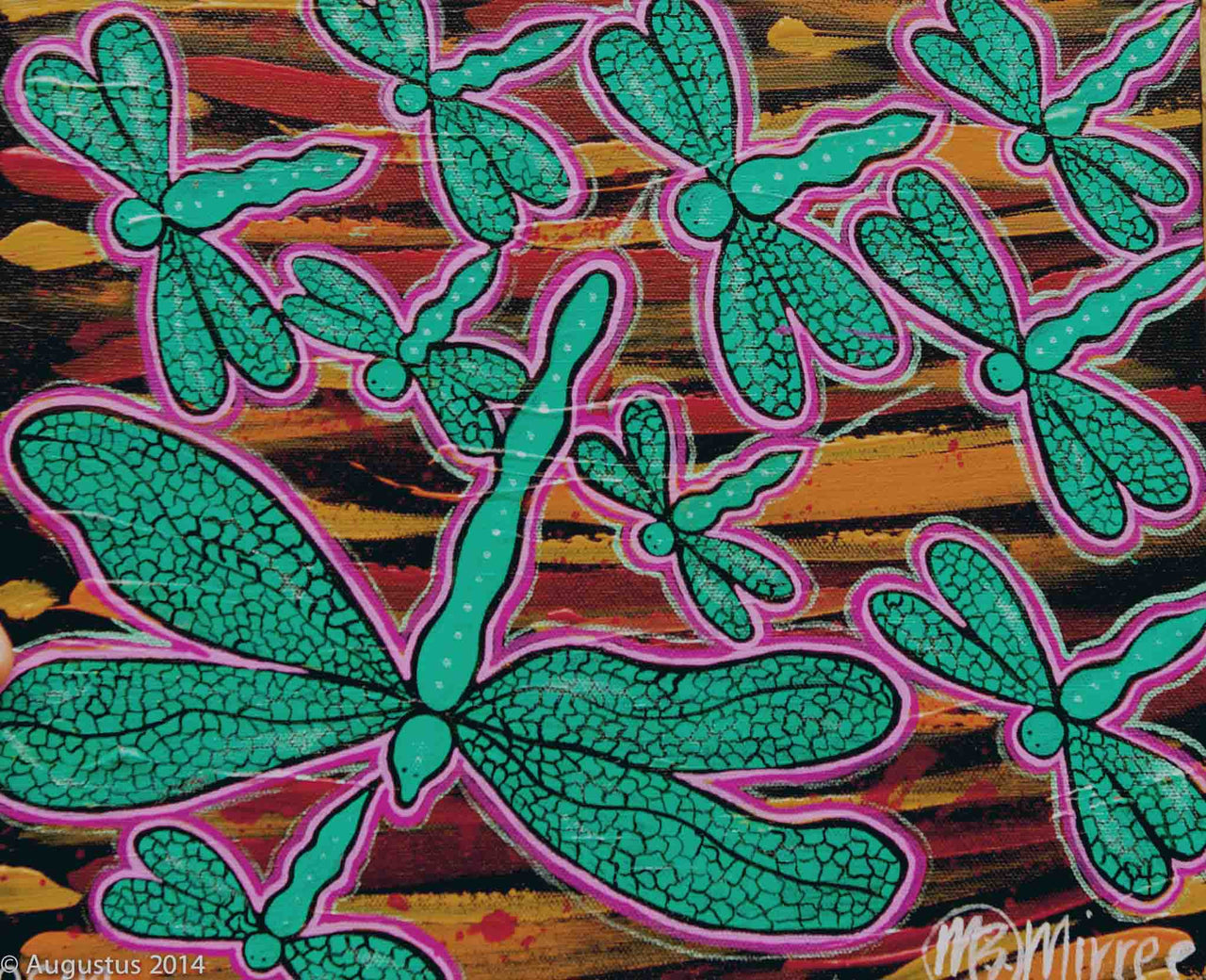 Dragonfly Dreaming Contemporary Aboriginal Art Original Painting by Mirree
