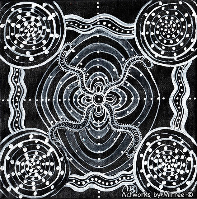 'Sacred Gathering & Healing Place' Original Painting by Mirree Contemporary Dreamtime Animal Dreaming