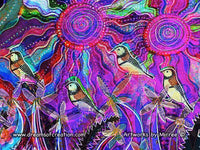 Thumbnail for Ancestral Owl Finches Painting A3 Girlcee Print by Mirree Contemporary Aboriginal Art