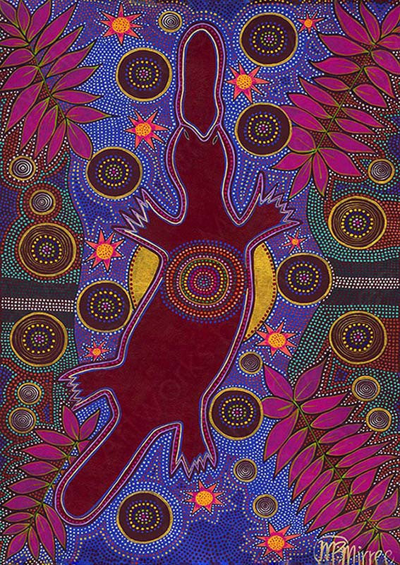 Platypus Dreaming Aboriginal Art Animal Dreaming A6 Gift Card Single by Mirree