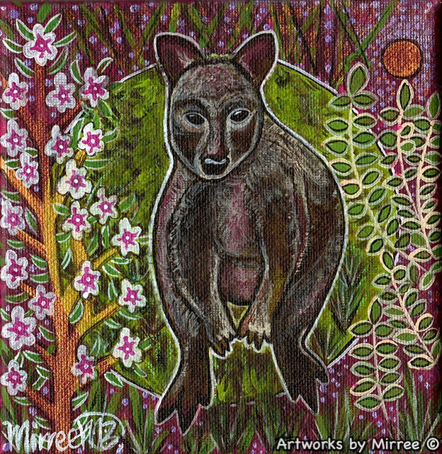 PADEMELON WITH FLOWER MEDICINE Framed Canvas Print by Mirree Contemporary Aboriginal Art