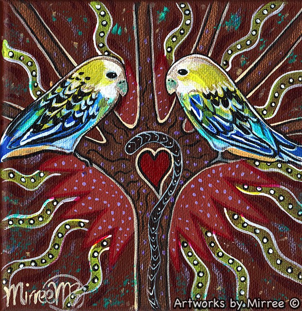 'Australian Pale-Faced Rosella' Original Painting by Mirree Contemporary Dreamtime Animal Dreaming
