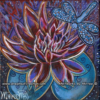 Thumbnail for 'Pink Lotus with Cosmic Dragonfly' Original Painting by Mirree Contemporary Dreamtime Animal Dreaming