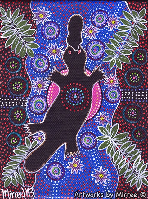 'Platypus Dreaming' with Pink Moon & Lotus Original Painting by Mirree Contemporary Dreamtime Animal Dreaming