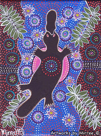 Thumbnail for 'Platypus Dreaming' with Pink Moon & Lotus Original Painting by Mirree Contemporary Dreamtime Animal Dreaming