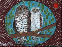 Thumbnail for Australian Powerful Owl Mother and Baby Dreaming Contemporary Aboriginal Art Original Painting by Mirree