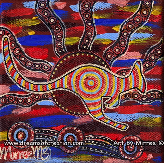 Movement of the Red Kangaroo Contemporary Aboriginal Art Original Painting by Mirree