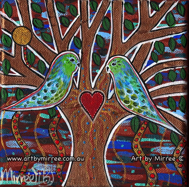 'Australian Red-Rumped Parrot' Tree of Life Original Painting Series by Mirree Contemporary Dreamtime Animal Dreaming