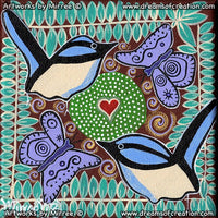 Thumbnail for 'Sacred Water Site with Blue Wren & Butterfly' Original Painting by Mirree Contemporary Dreamtime Animal Dreaming