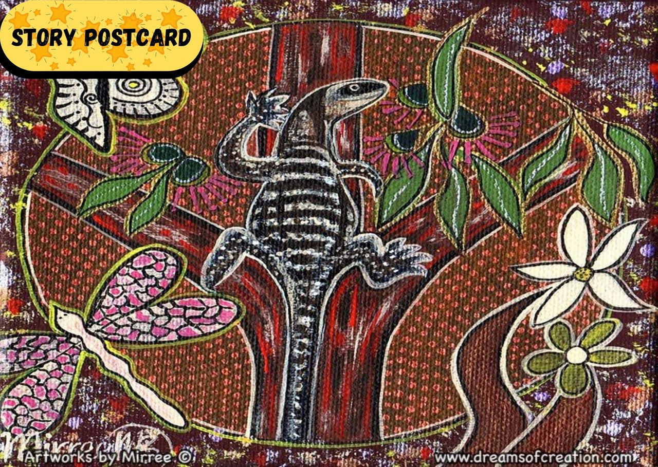 Goanna Aboriginal Art A6 Story PostCard Single by Mirree