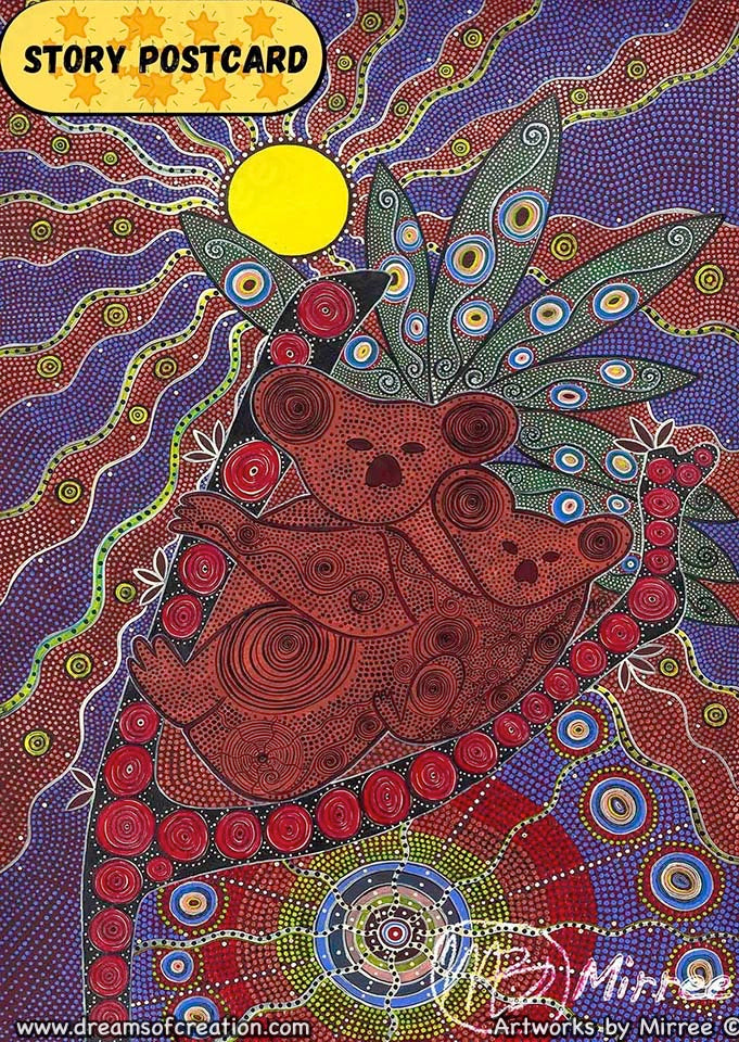 'Koala & baby' Aboriginal Art A6 Story PostCard Single by Mirree