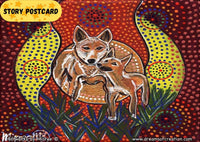 Thumbnail for 'Australian Dingo and Baby Baiames Helper' Aboriginal Art A6 Story PostCard Single by Mirree