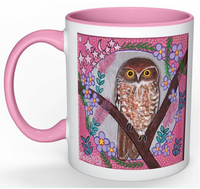 Thumbnail for Dreamtime Boo Book Owl with Flowers MUG