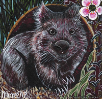 Thumbnail for AUSTRALIAN WOMBAT WITH PEACH-FLOWERED TEA TREE Framed Canvas Print by Mirree Contemporary Aboriginal Art