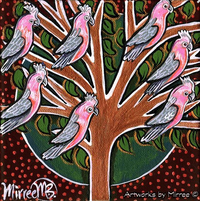 Thumbnail for Australian Pink Galahs in Tree Life Changing Series Framed Canvas Print by Mirree Contemporary Aboriginal Art