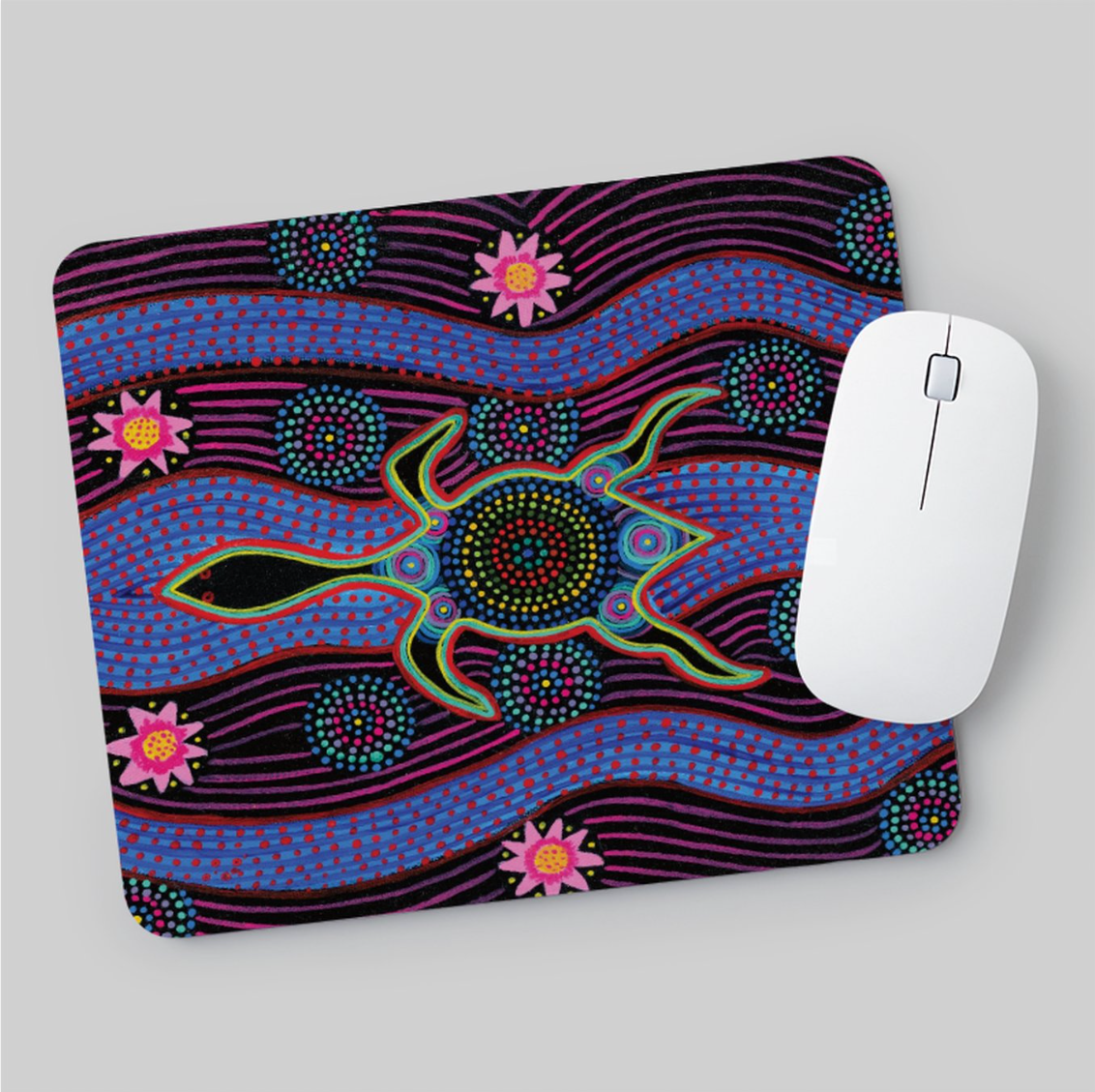 Dreamtime Snake-Head Turtle with Lotus MOUSE PAD