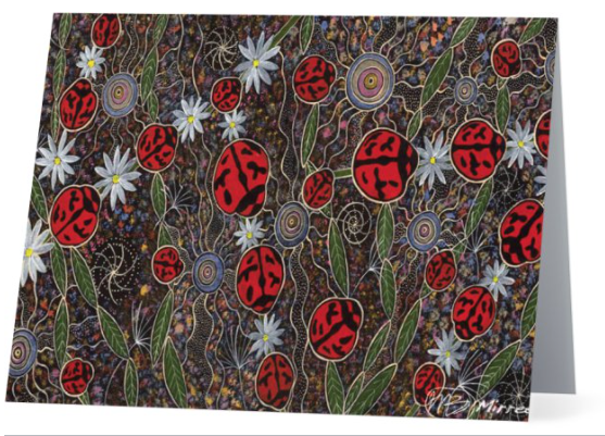 Original Luxury Ancestral Lady Beetle Aboriginal Art Animal Dreaming Greeting Card Single by Mirree
