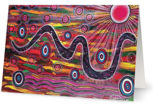 Pack of 10 Rainbow Serpent Aboriginal Art Animal Dreaming A6 Gift Cards by Mirree