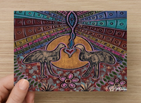Thumbnail for Emu Medicine Universal Spirit Dreaming Aboriginal Art A6 PostCard Single by Mirree