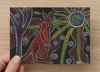 Thumbnail for Kangaroo and Baby Universal Spirit Dreaming Aboriginal Art A6 PostCard Single by Mirree