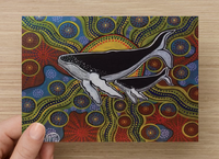 Thumbnail for Whale & Baby Universal Spirit Dreaming Aboriginal Art A6 PostCard Single by Mirree