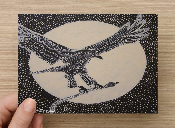 Dreamtime Eagle Universal Spirit Dreaming Aboriginal Art A6 PostCard Single by Mirree