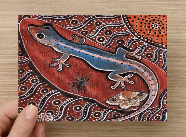 Gecko Universal Spirit Dreaming Aboriginal Art A6 PostCard Single by Mirree