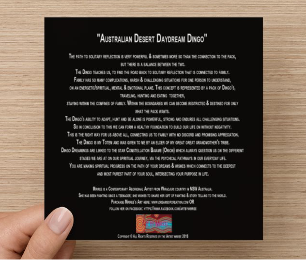 Original Luxury DESERT DAYDREAM DINGO Aboriginal Art Animal Dreaming Greeting Card Single by Mirree