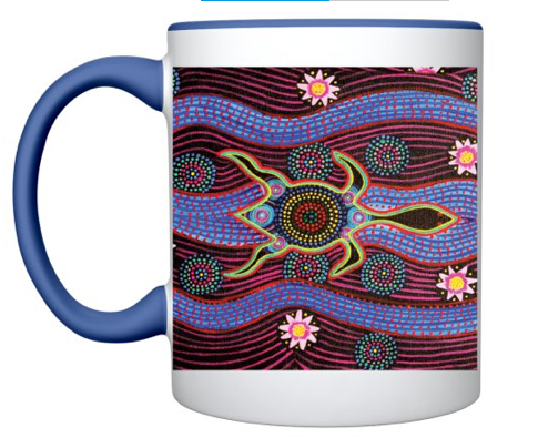 Dreamtime Snake-Head Turtle with Lotus MUG