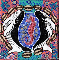 Thumbnail for WHALE AND SEAHORSE DREAMING Framed Canvas Print by Mirree Contemporary Aboriginal Art