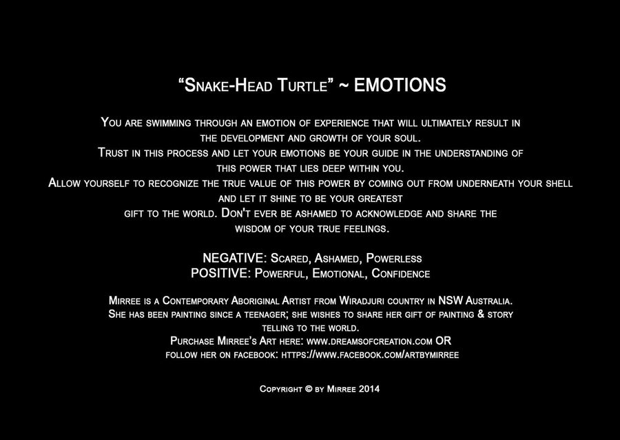 Snake Head Turtle with Lotus Luxury Aboriginal Art Animal Dreaming Greeting Card Single by Mirree