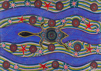 Thumbnail for Dreamtime Original Snake-Head Turtle with lotus Emotions Contemporary Aboriginal Art Print by Mirree