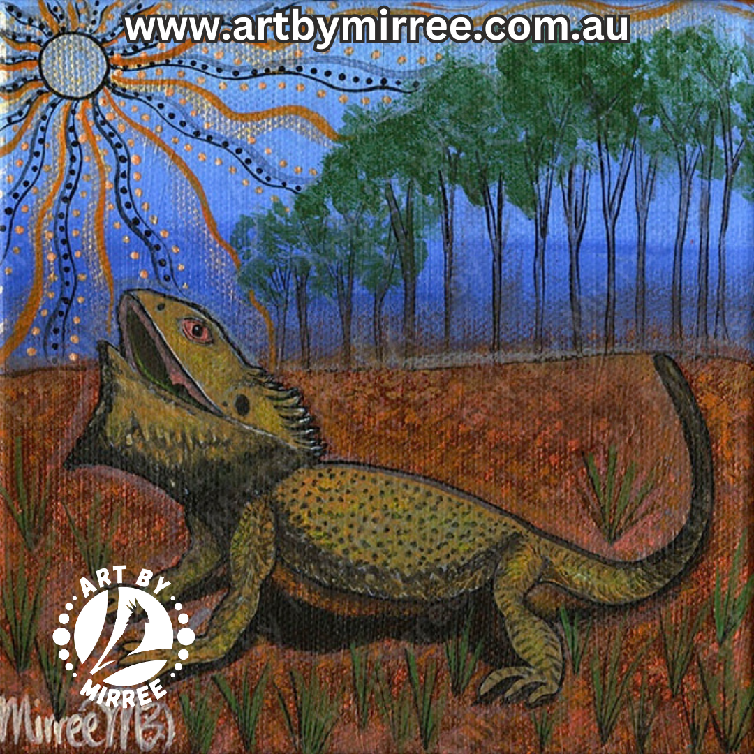 Eastern Bearded Dragon Framed Canvas Print by Mirree Contemporary Aboriginal Art