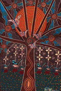Thumbnail for Blue Wren High Vibrations Aboriginal Art A6 STORY PostCard Single by Mirree