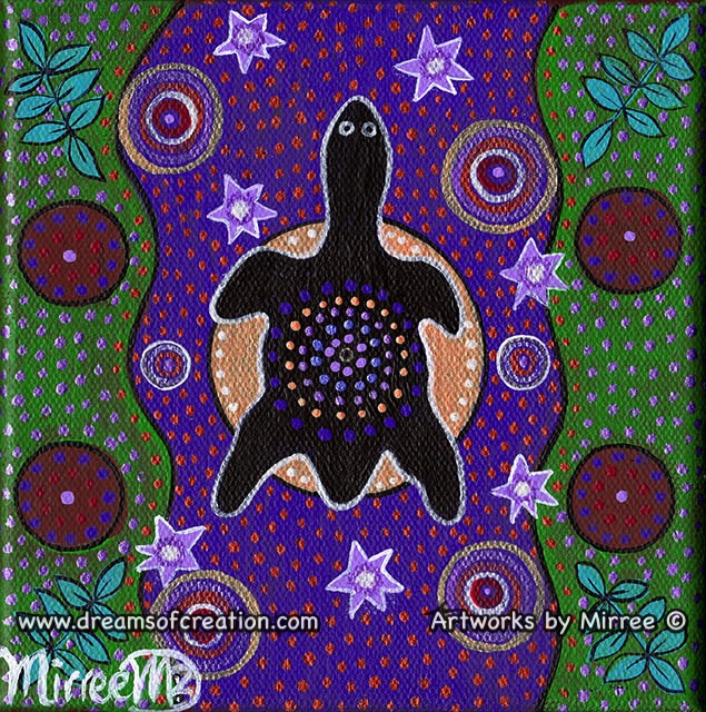 Turtle by Starlight Framed Canvas Print by Mirree Contemporary Aboriginal Art