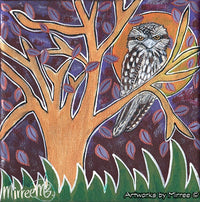 Thumbnail for 'Tawny Frogmouth in Tree' Sensitivity Original Painting Series by Mirree Contemporary Dreamtime Animal Dreaming