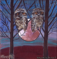 Thumbnail for 'TAWNY FROGMOUTH IN TREE - UNISON' Framed Canvas Print by Mirree Contemporary Aboriginal Art