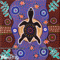Thumbnail for TURTLE WITH LEAVES Framed Canvas Print by Mirree Contemporary Aboriginal Art