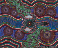 Thumbnail for Turtle Dreaming by moonlight with leaves Painting Giclee Print Contemporary Aboriginal Art Print by Mirree