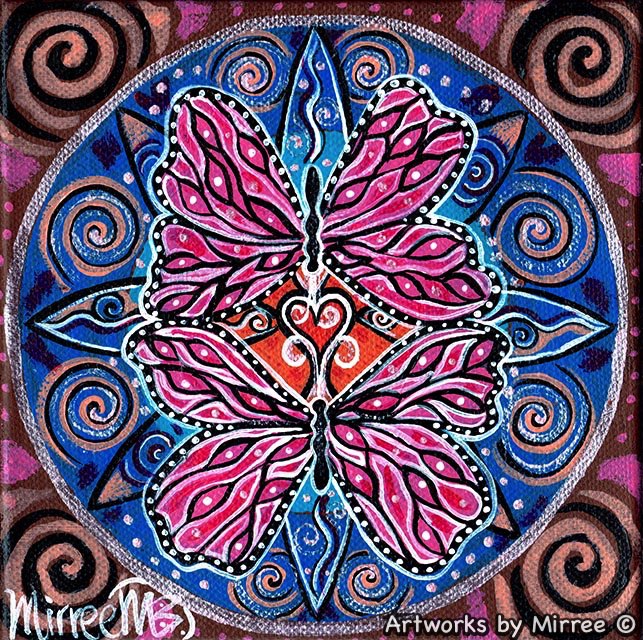 'BUTTERFLY HEARTS' Framed Canvas Print by Mirree Contemporary Aboriginal Art