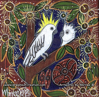 Thumbnail for White Cockatoo and baby Framed Canvas Print by Mirree Contemporary Aboriginal Art