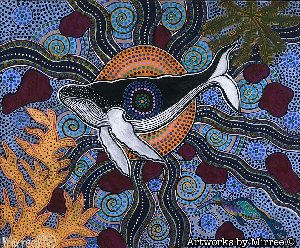 'HUMPBACK WHALE' Soul Searching A3 Girlcee Print by Mirree Contemporary Aboriginal Art
