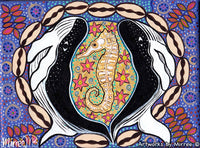 Thumbnail for 'Whale & Sea Horse Dreaming with flower medicine' A3 Girlcee Print by Mirree Contemporary Aboriginal Art