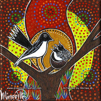 Thumbnail for WILLIE WAGTAIL AND BABY DREAMING Framed Canvas Print by Mirree Contemporary Aboriginal Art