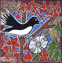 Thumbnail for Willie Wagtail Dreaming with Coolamon Framed Canvas Print by Mirree Contemporary Aboriginal Art