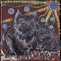 Thumbnail for 'Australian Wombat and Baby' Original Painting by Mirree Contemporary Dreamtime Animal Dreaming